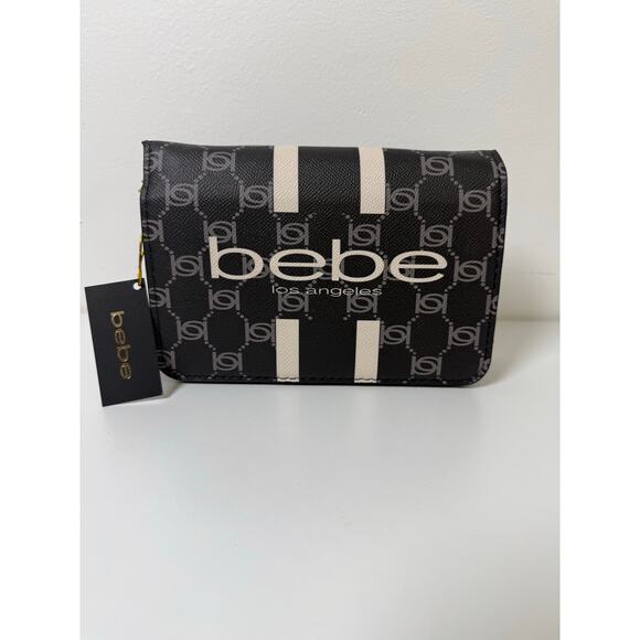 Paisley flap Bebe Los Angeles Crossbody/Clutch – Black & White – NWT - Picture 1 of 7